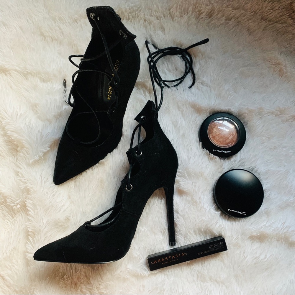Black lace up heel never worn